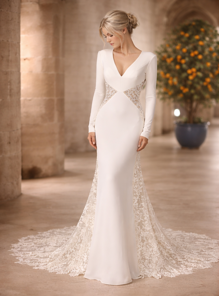 Sélène Robe de mariée dans un cloître ancien